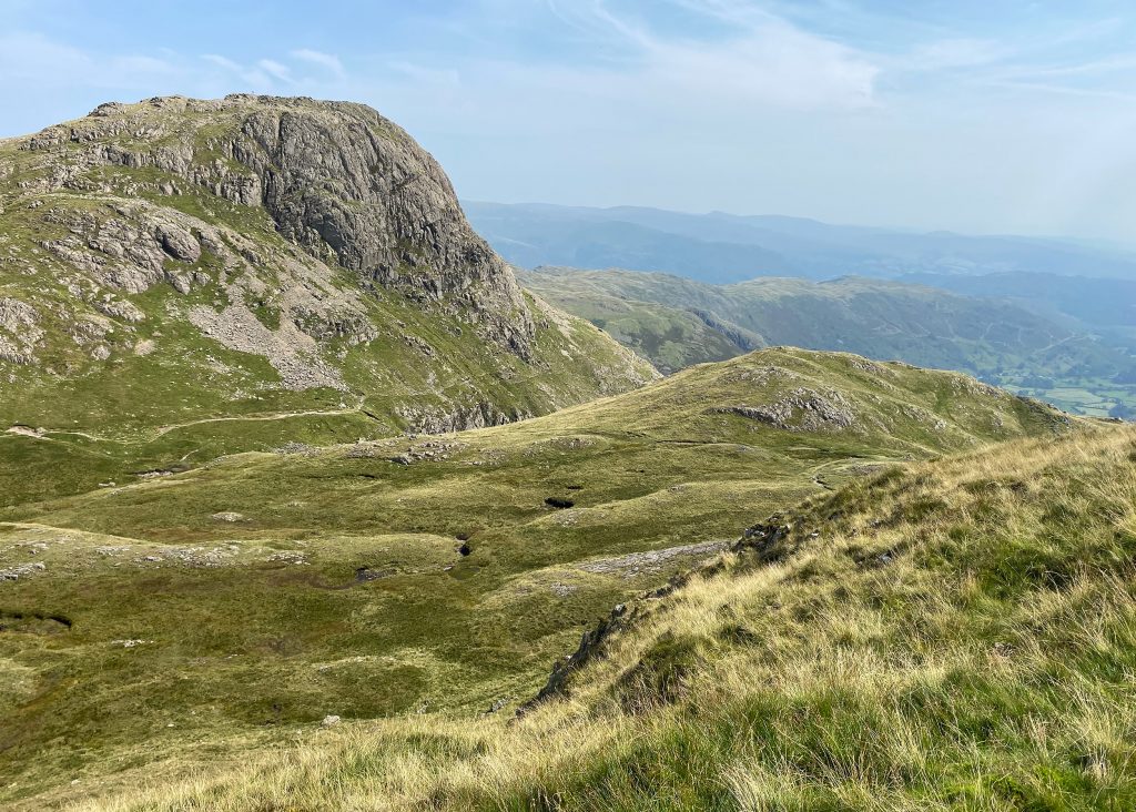 Looking back to Harrison Stickle from Loft Crag, two of the Langdale Pikes