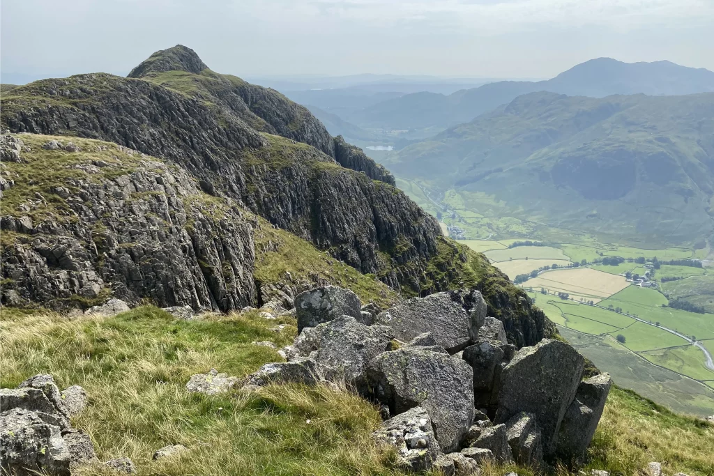 Loft Crag and Great Landale Valley floor